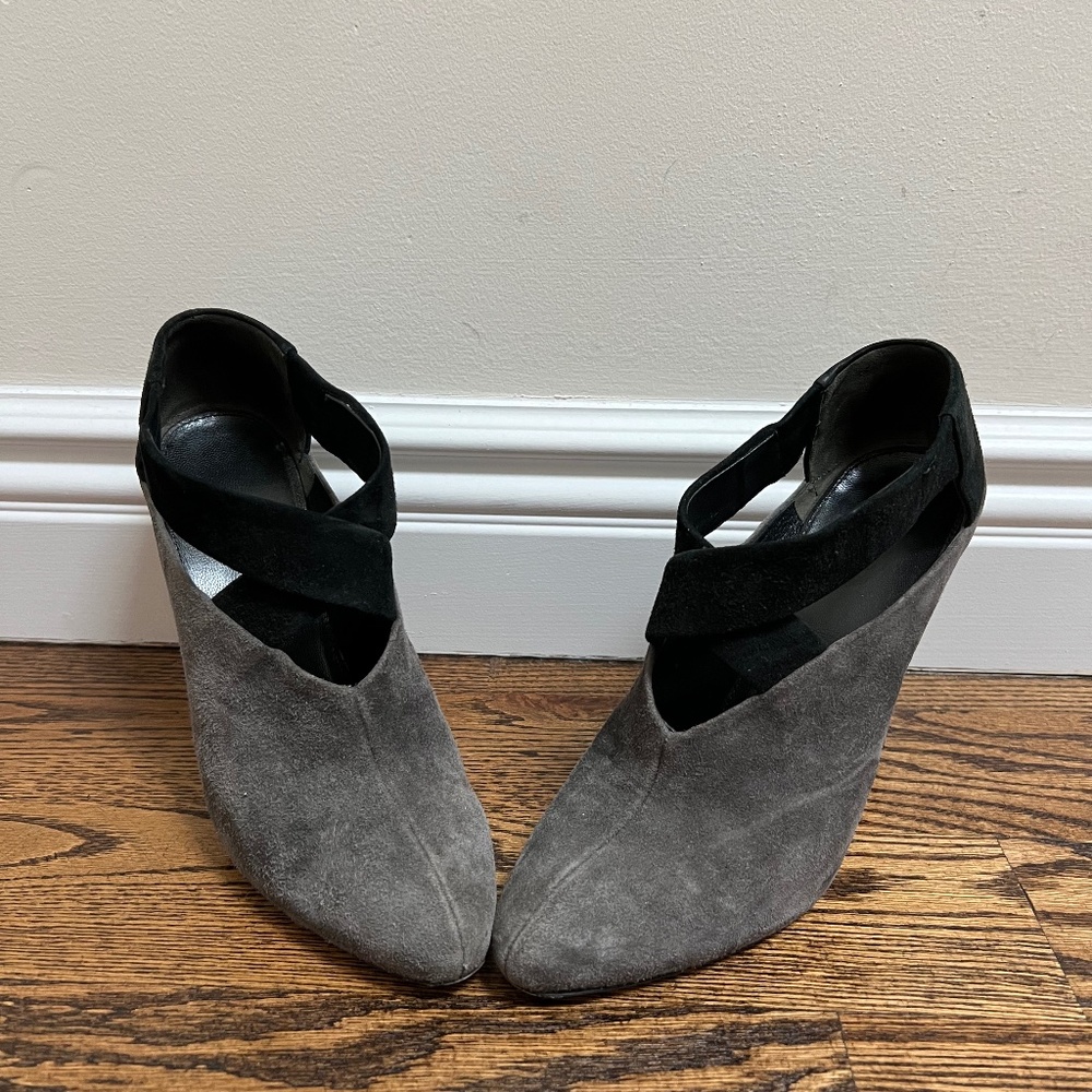 Prada Gray and Back Suede Booties